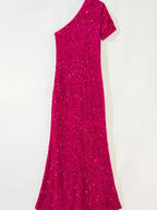 Sequin One - Shoulder Dress with High Slit - Charmdeals