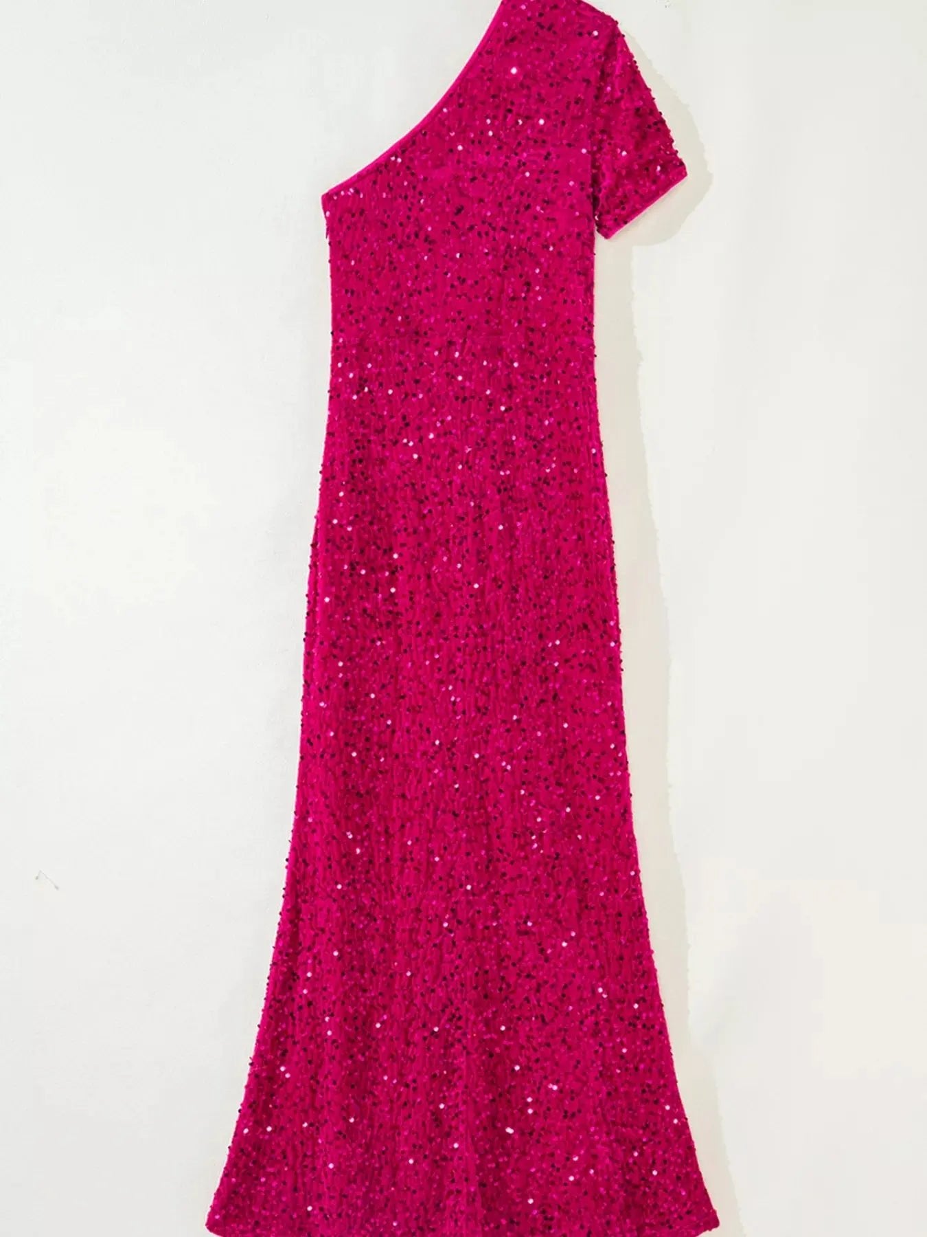 Sequin One - Shoulder Dress with High Slit - Charmdeals