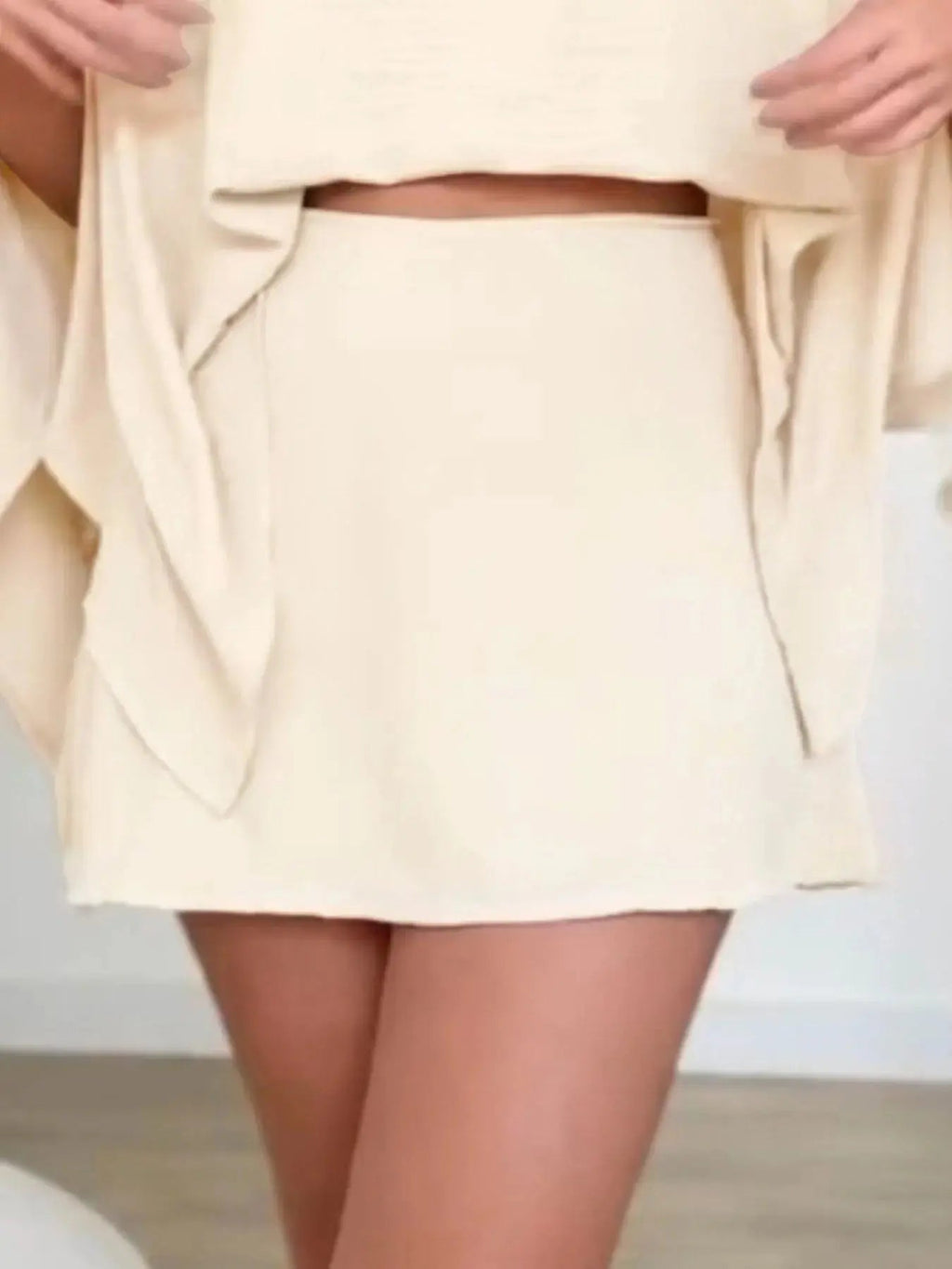 Side Slit Top and Mini Skirt Set - Charmdeals