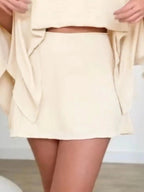 Side Slit Top and Mini Skirt Set - Charmdeals