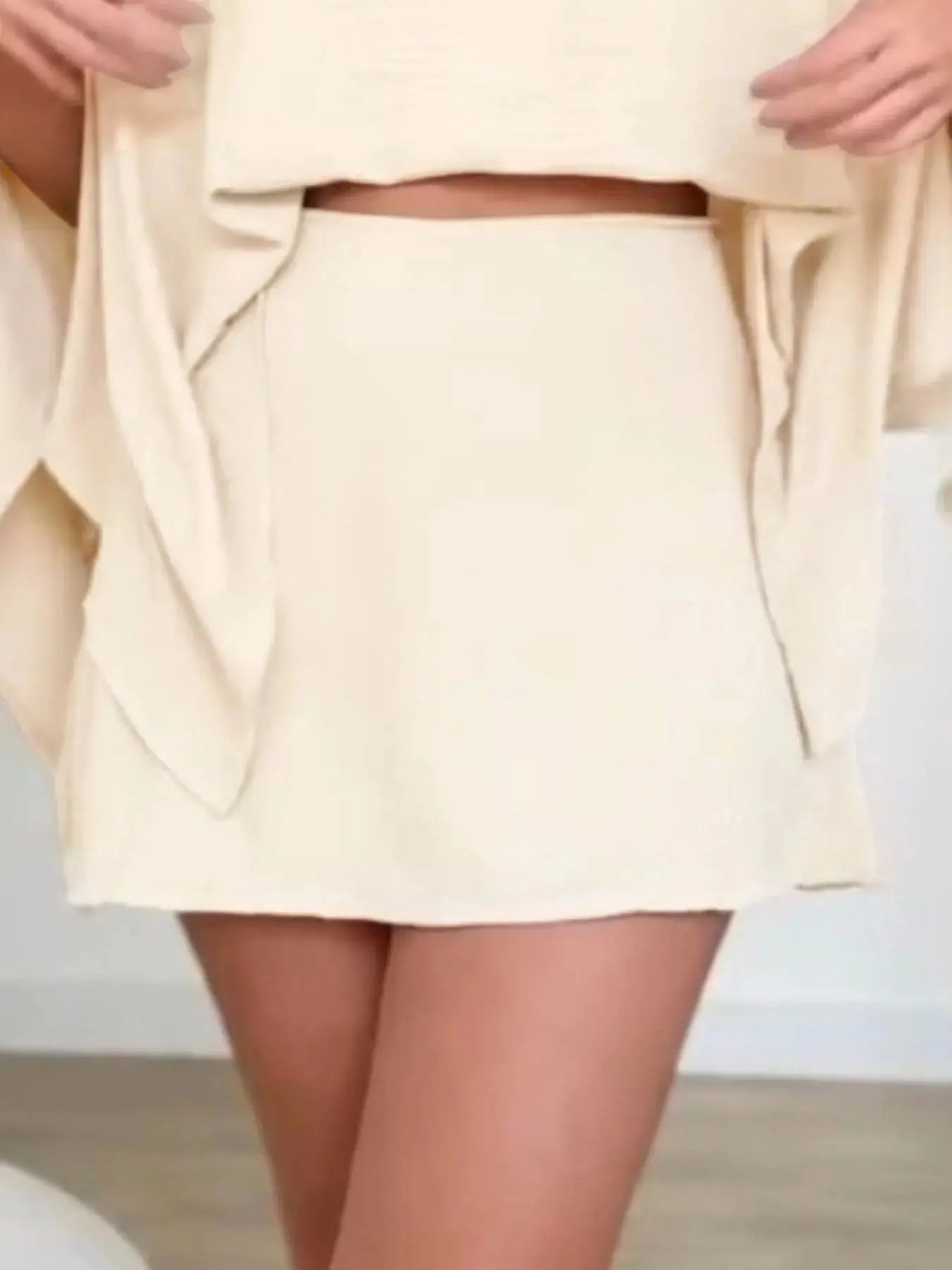 Side Slit Top and Mini Skirt Set - Charmdeals