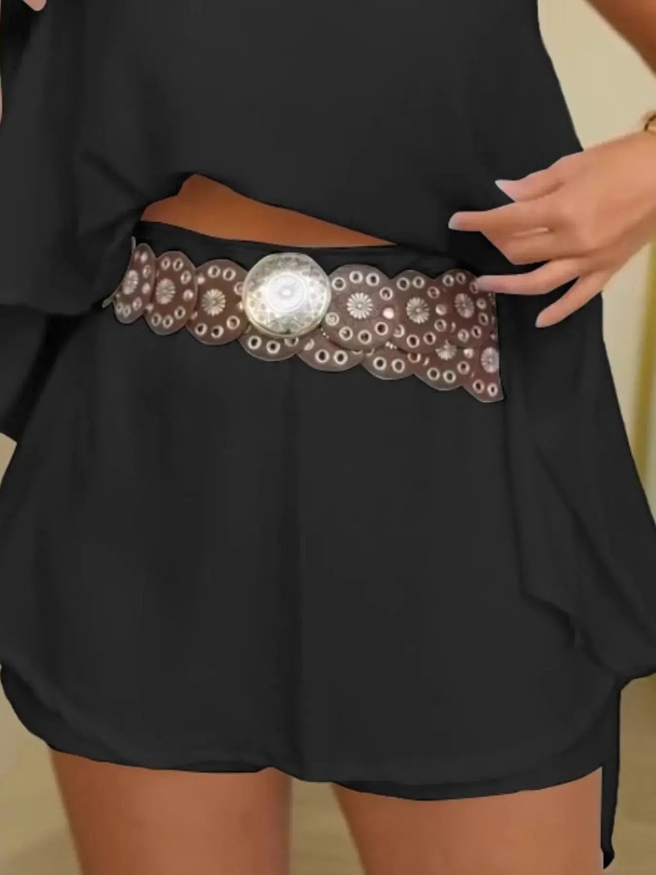 Side Slit Top and Mini Skirt Set - Charmdeals