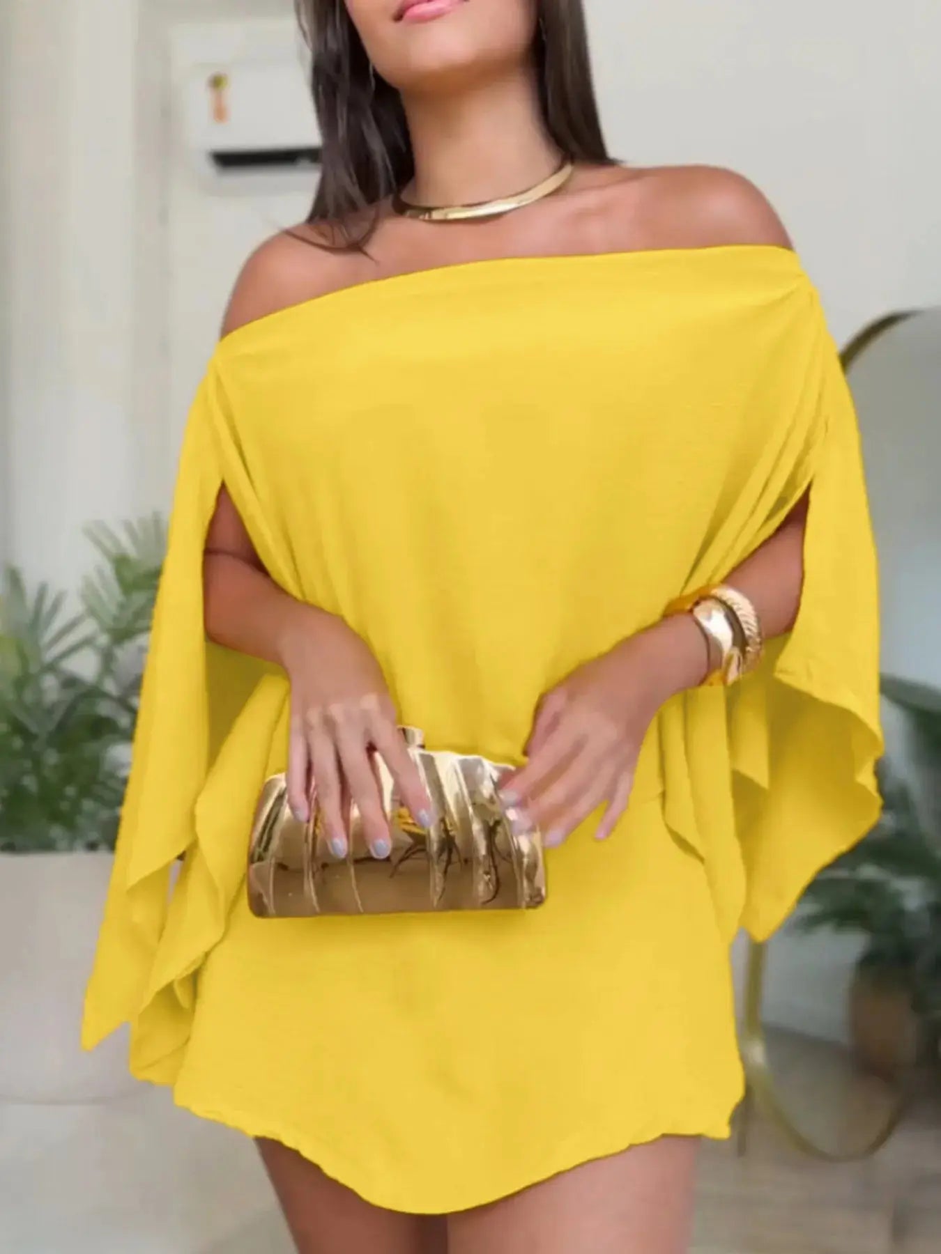 Side Slit Top and Mini Skirt Set - Charmdeals