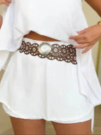 Side Slit Top and Mini Skirt Set - Charmdeals