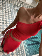 Single Shoulder Cami and Slit Skirt Sweater Set - Charmdeals
