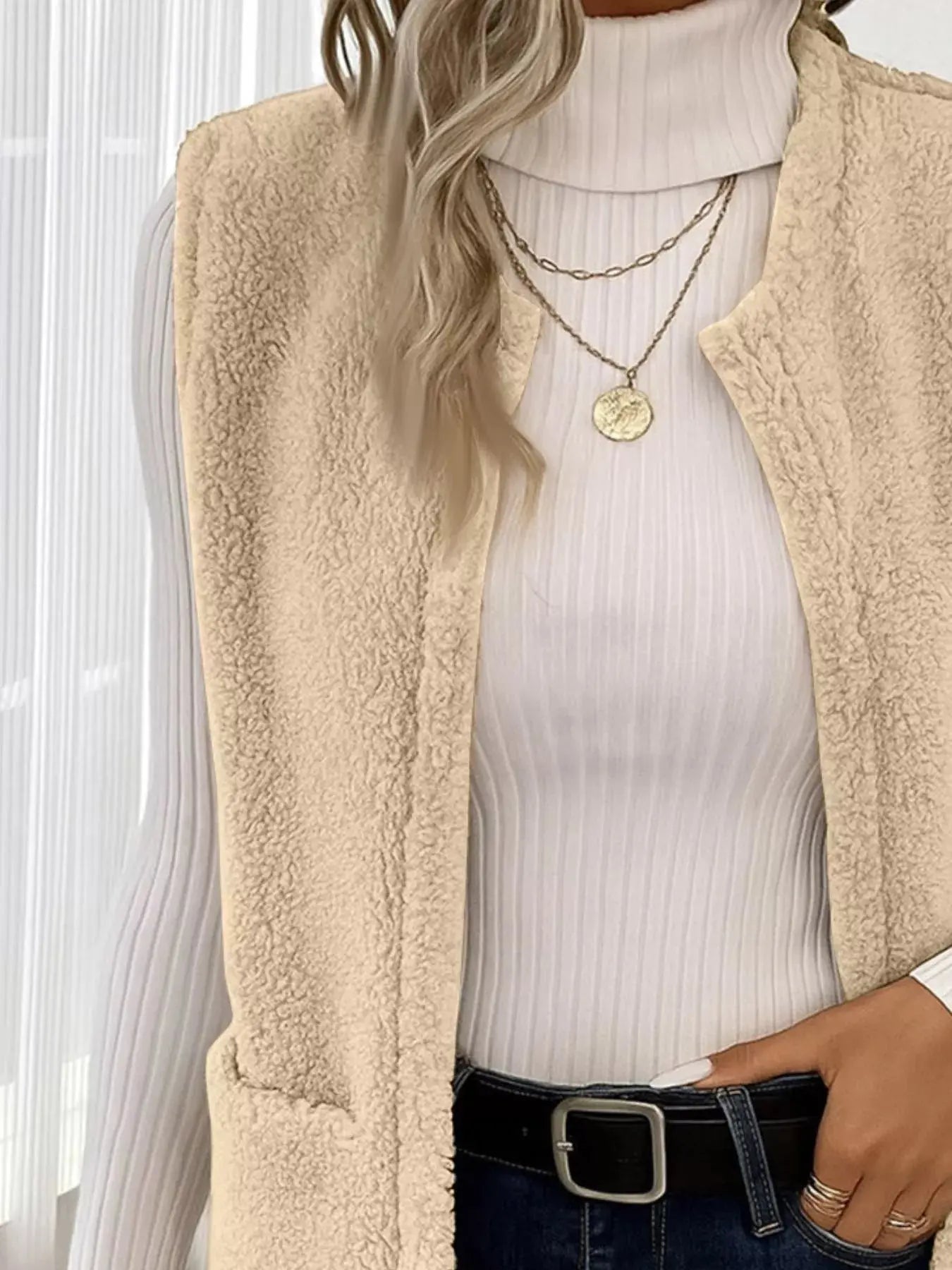 Sleeveless Fuzzy Fleece Vest Coat - Charmdeals