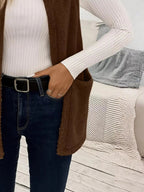 Sleeveless Fuzzy Fleece Vest Coat - Charmdeals