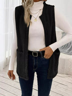 Sleeveless Fuzzy Fleece Vest Coat - Charmdeals