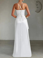 Slit Crisscross Back Maxi Cami Dress - Charmdeals