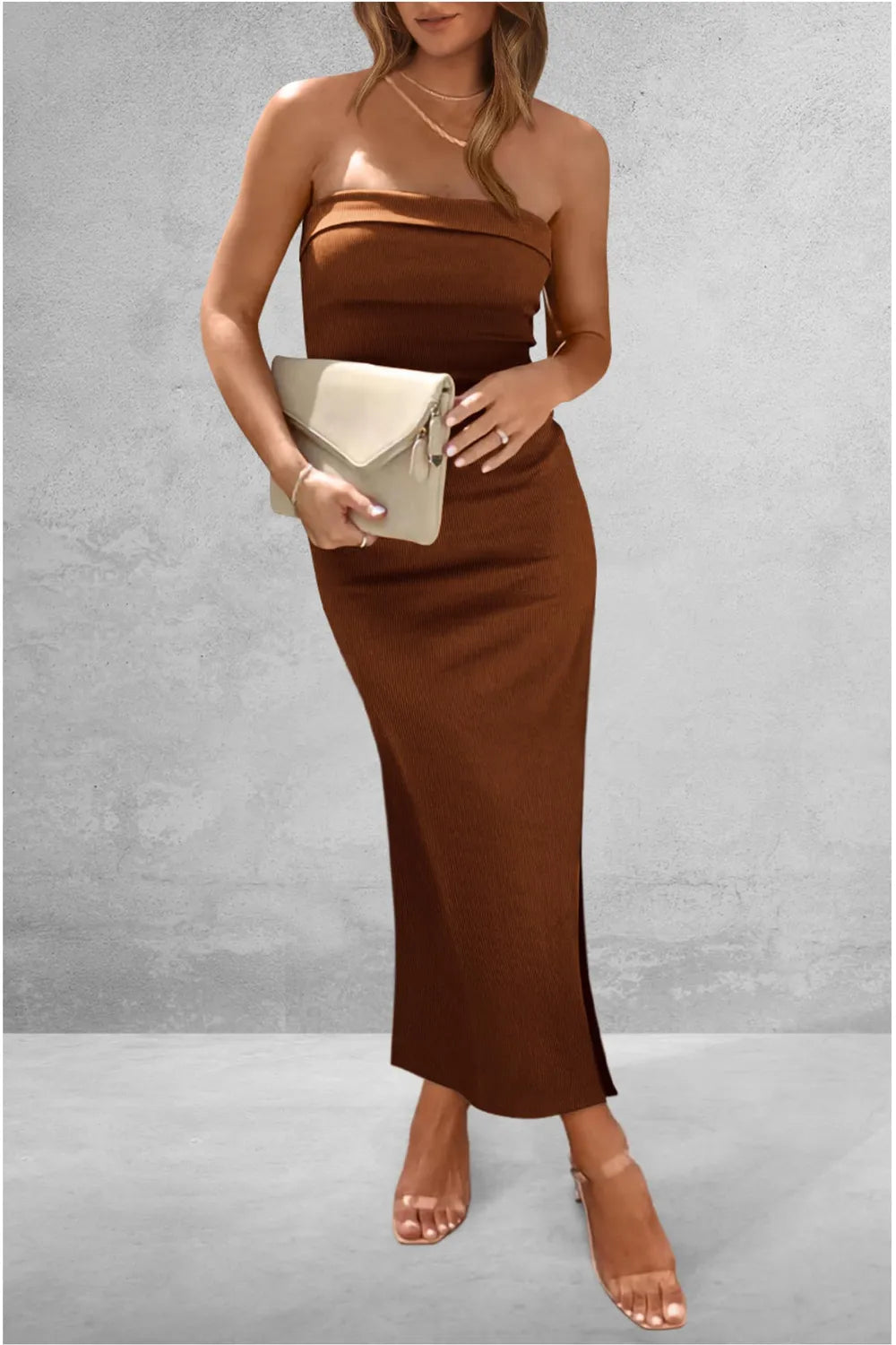 Slit Tube Midi Dress - Charmdeals
