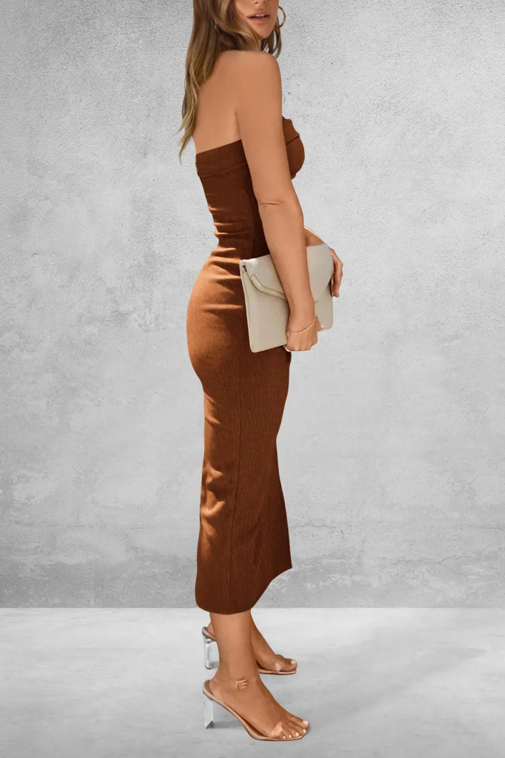 Slit Tube Midi Dress - Charmdeals
