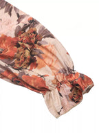 Smocked Floral Print Flounce Sleeve Dress - Charmdeals