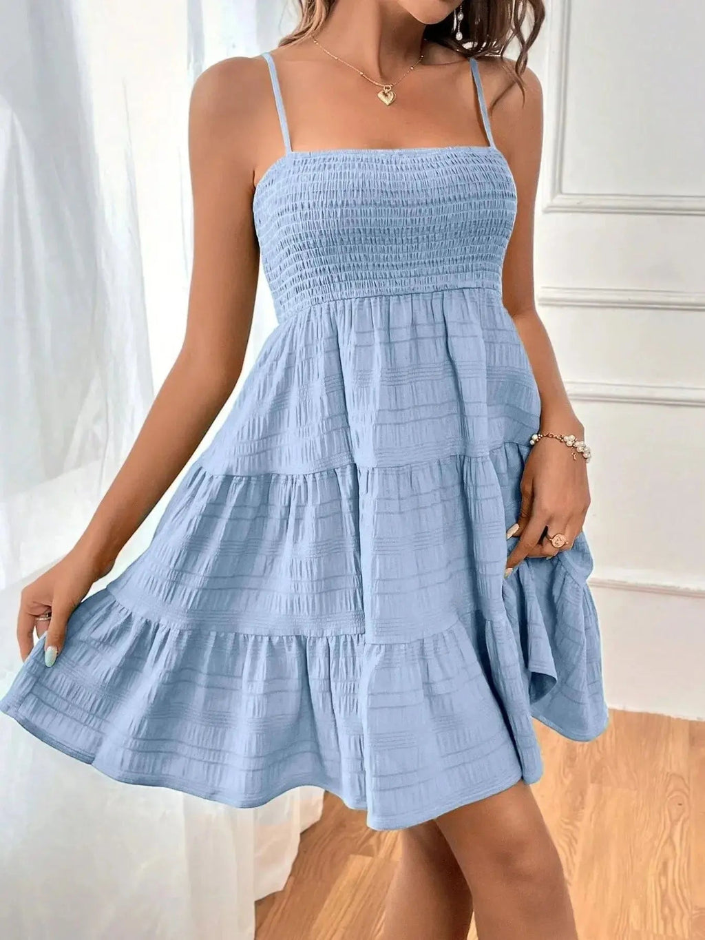 Smocked Tiered Cami Dress - Charmdeals