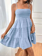 Smocked Tiered Cami Dress - Charmdeals