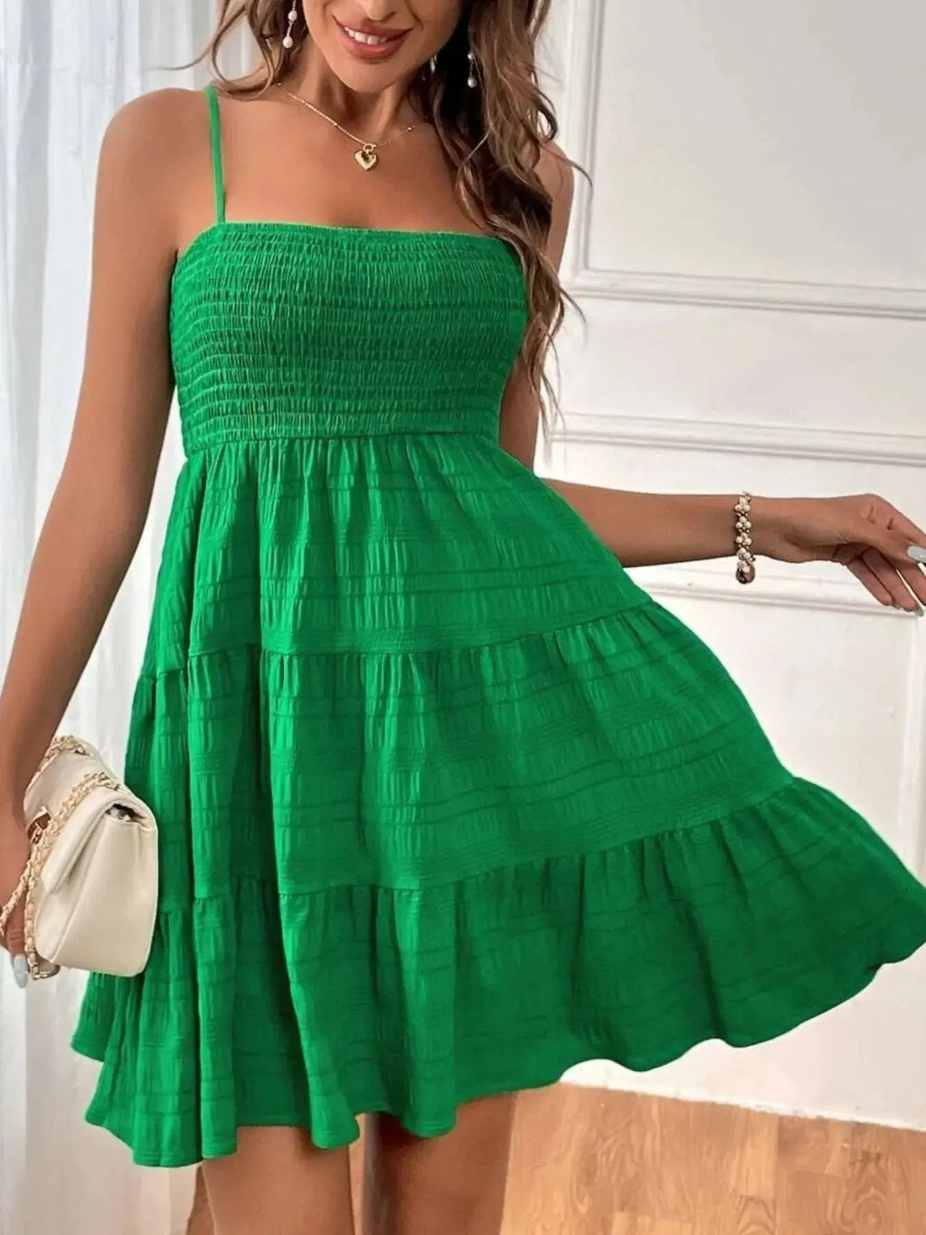 Smocked Tiered Cami Dress - Charmdeals