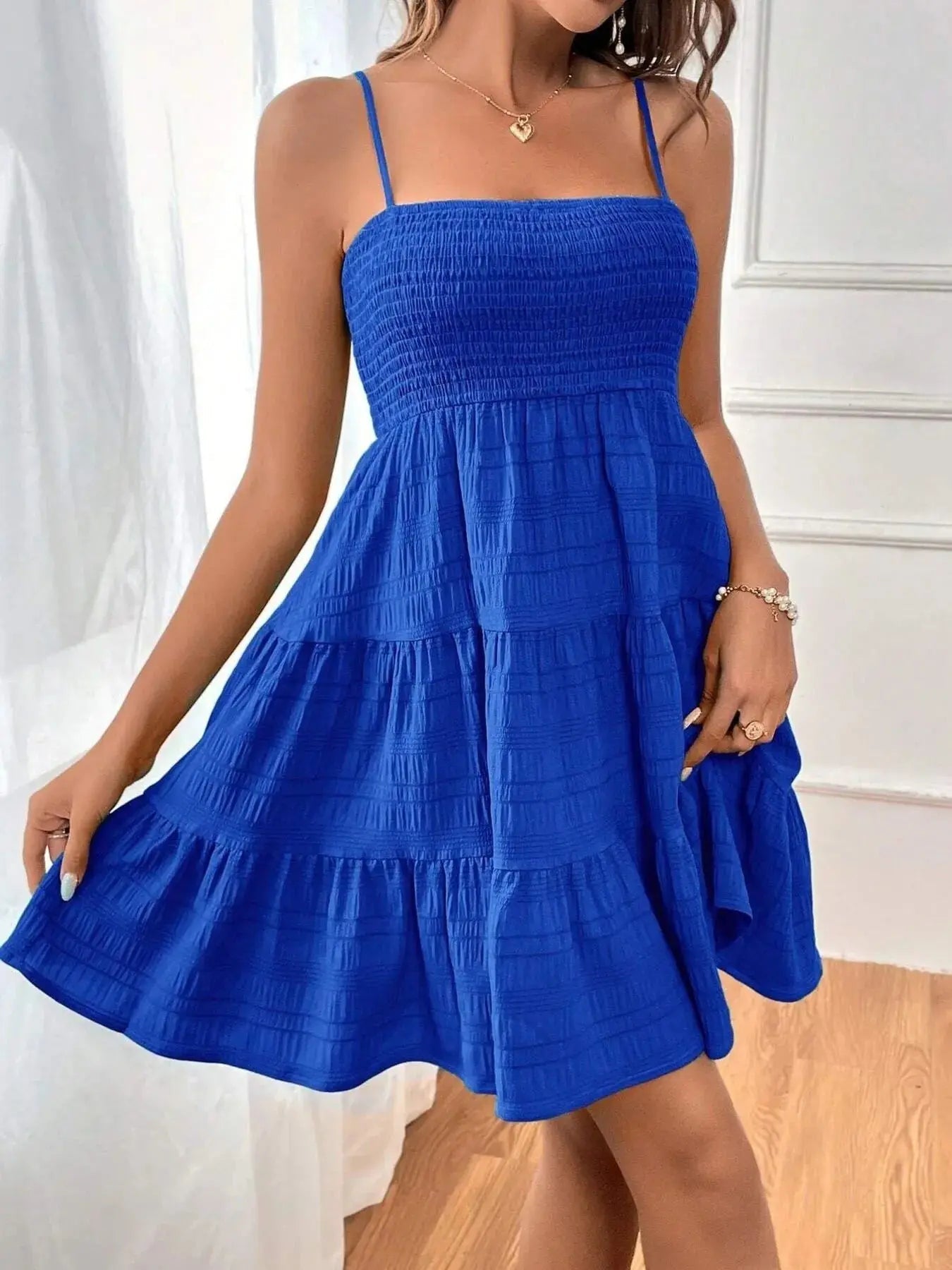 Smocked Tiered Cami Dress - Charmdeals