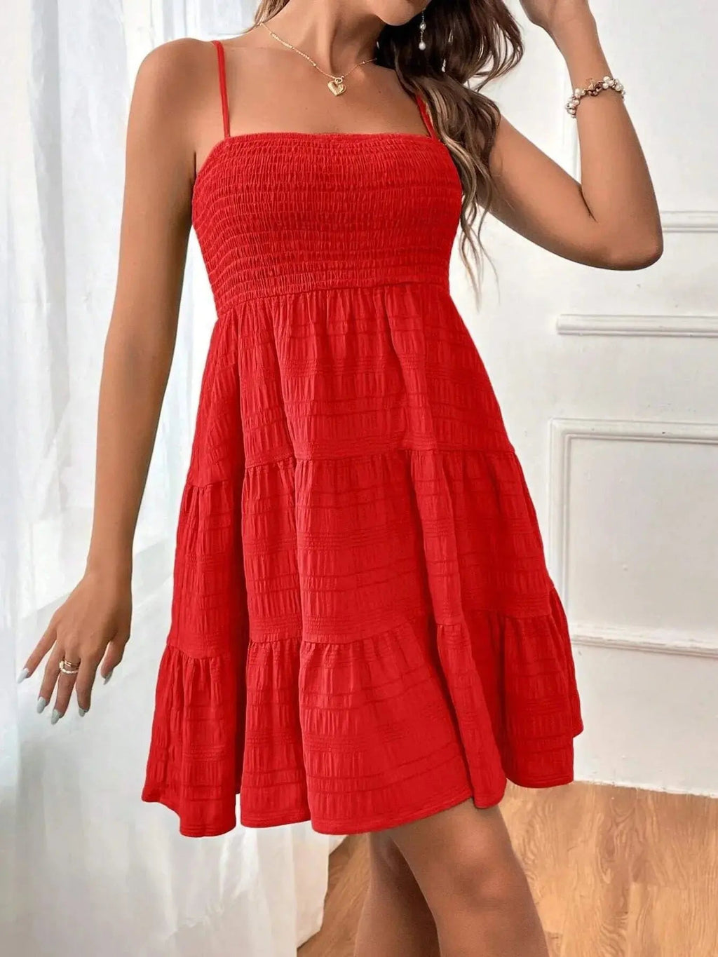 Smocked Tiered Cami Dress - Charmdeals