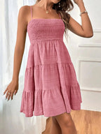 Smocked Tiered Cami Dress - Charmdeals