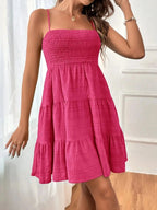 Smocked Tiered Cami Dress - Charmdeals