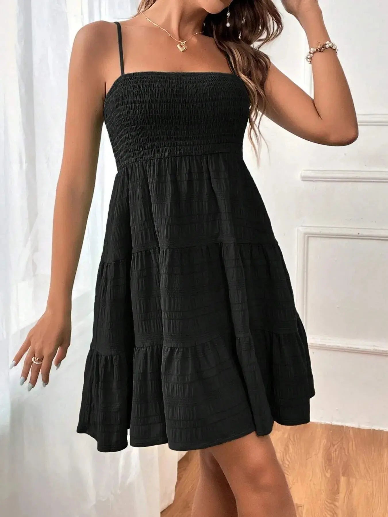 Smocked Tiered Cami Dress - Charmdeals