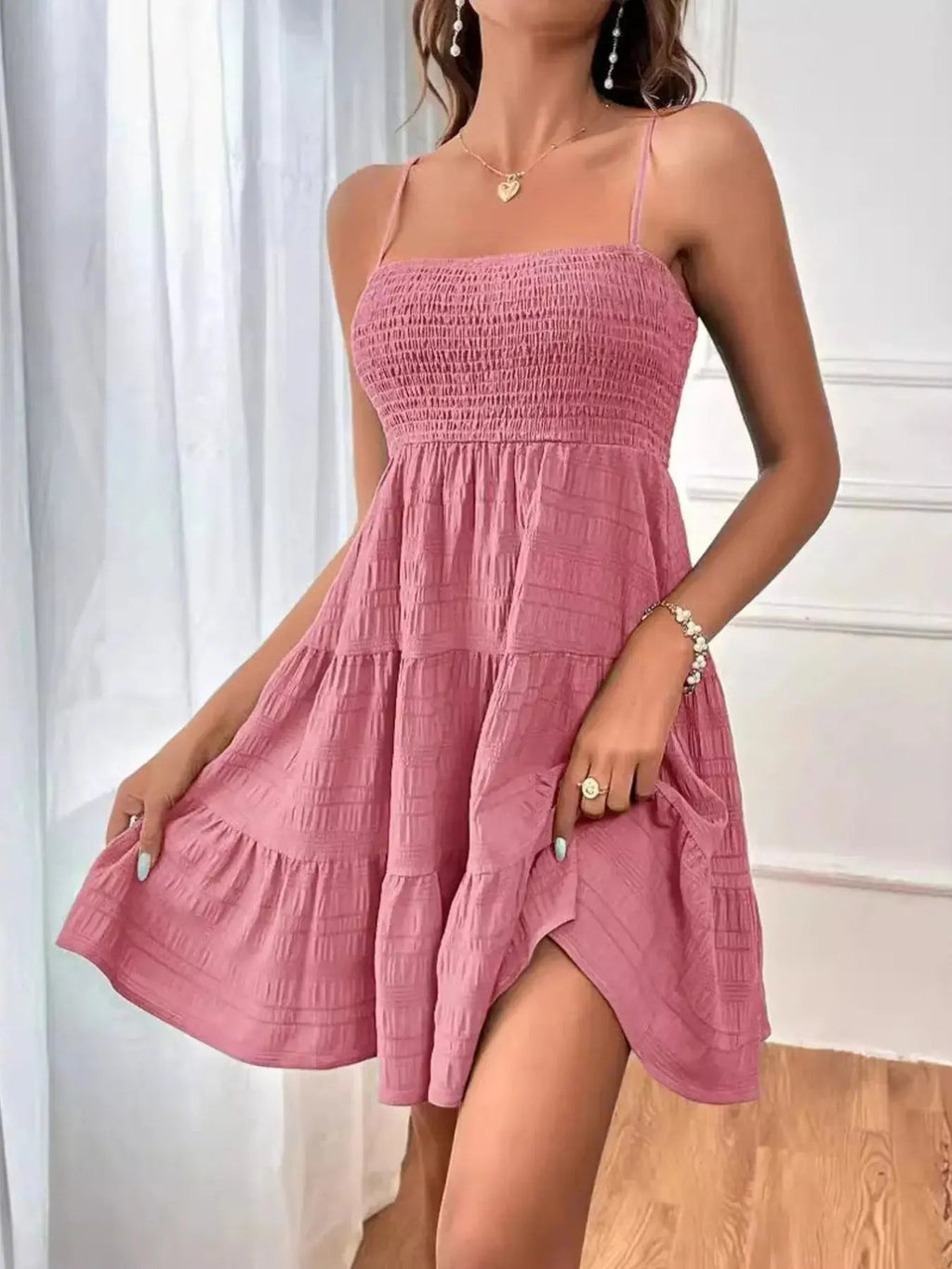 Smocked Tiered Cami Dress - Charmdeals