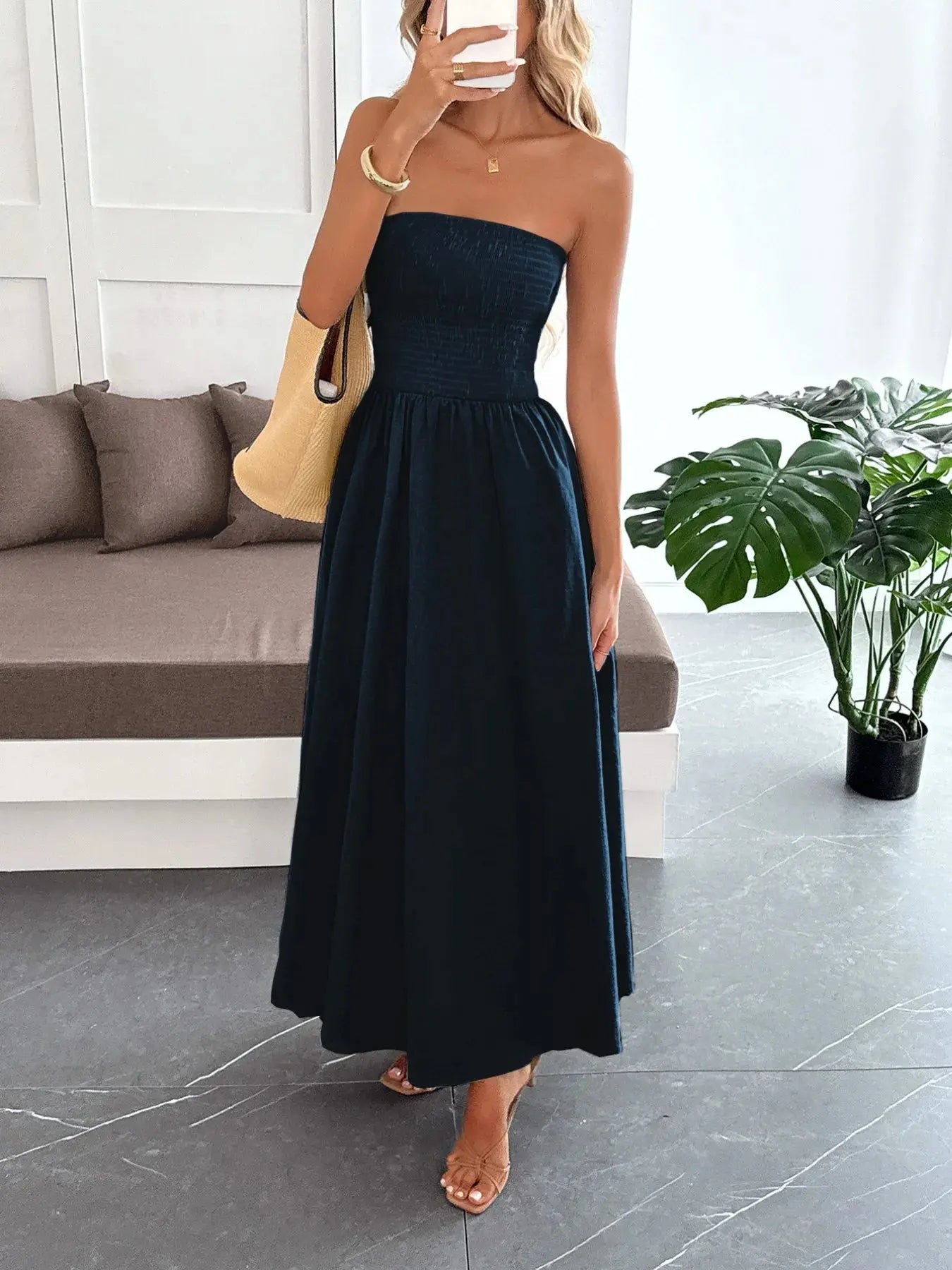 Smocked Tube Maxi Dress - Charmdeals