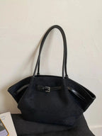 Solid Color Buckle Tote Bag - Charmdeals