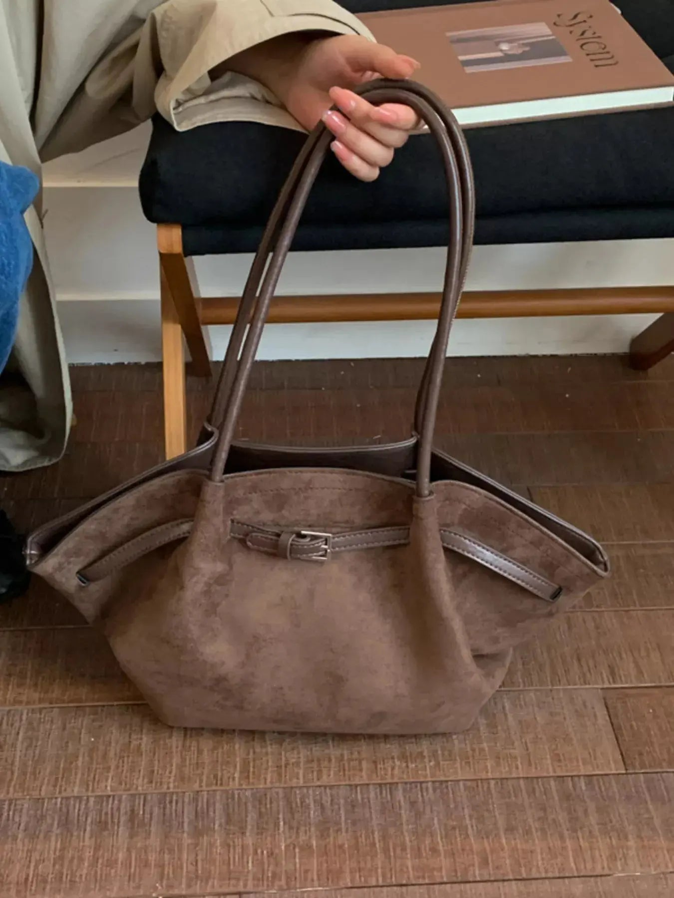 Solid Color Buckle Tote Bag - Charmdeals