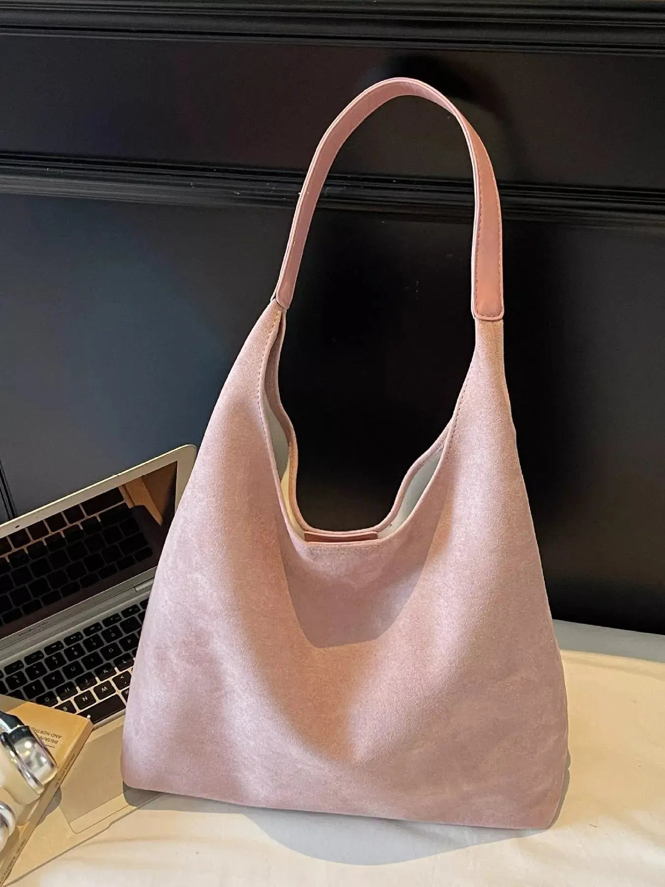 Solid Color Casual Suede Handbag - Charmdeals
