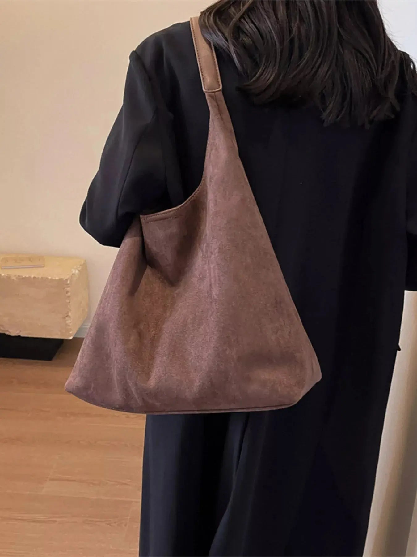 Solid Color Casual Suede Handbag - Charmdeals
