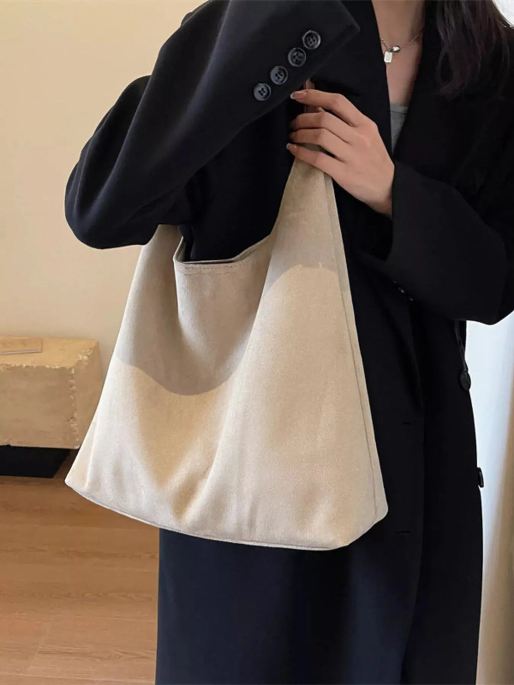 Solid Color Casual Suede Handbag - Charmdeals