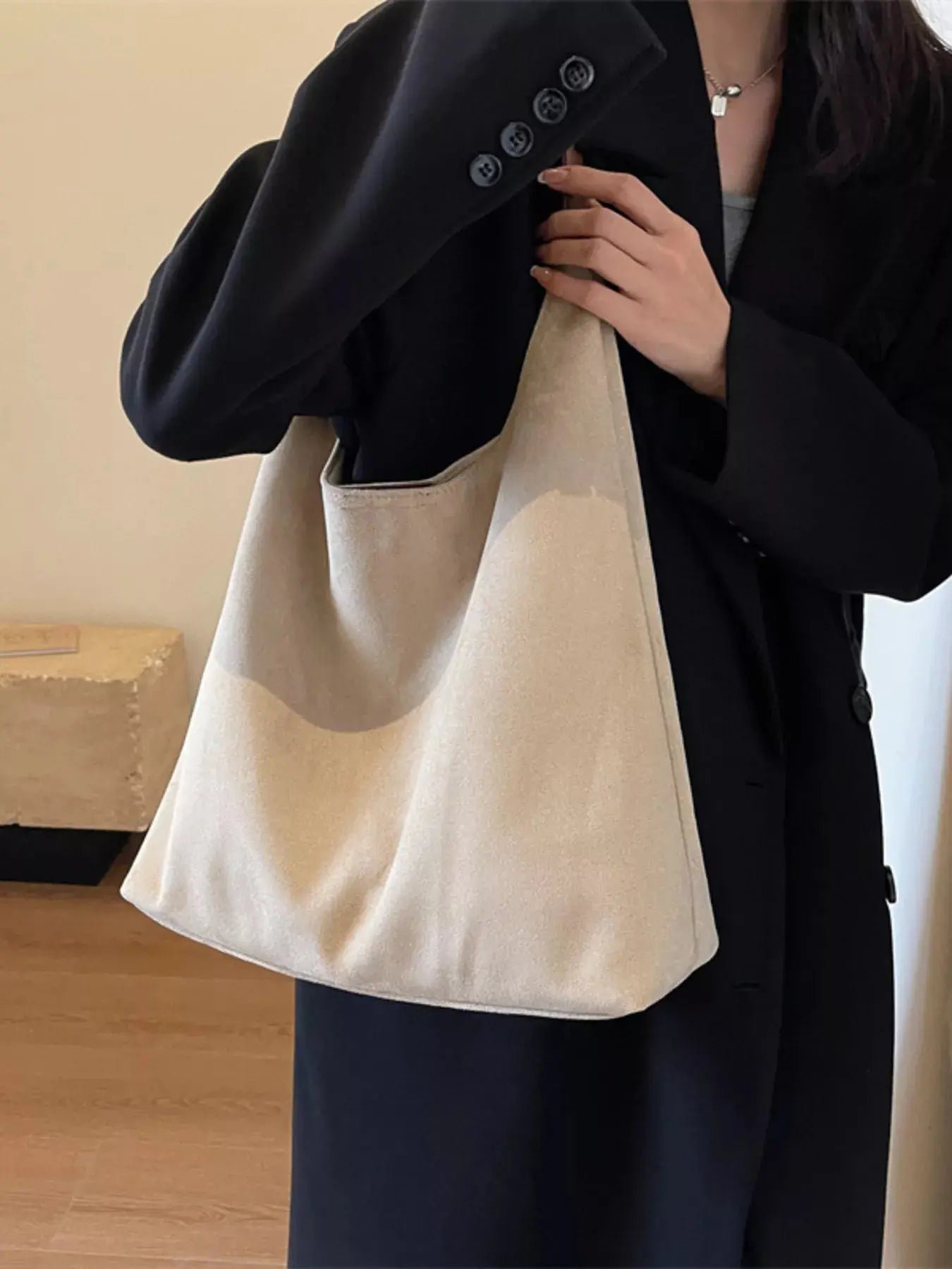 Solid Color Casual Suede Handbag - Charmdeals