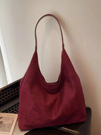 Solid Color Casual Suede Handbag - Charmdeals
