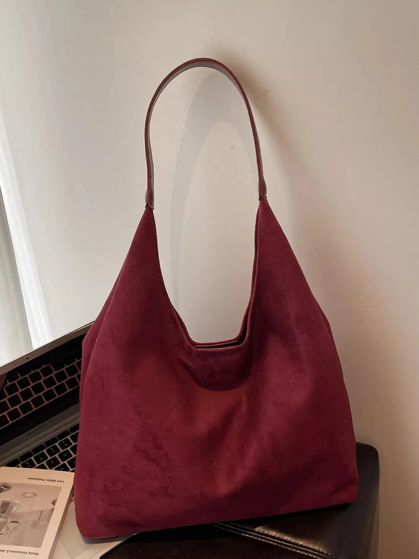 Solid Color Casual Suede Handbag - Charmdeals
