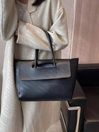 Solid Color Leather Handbag - Charmdeals
