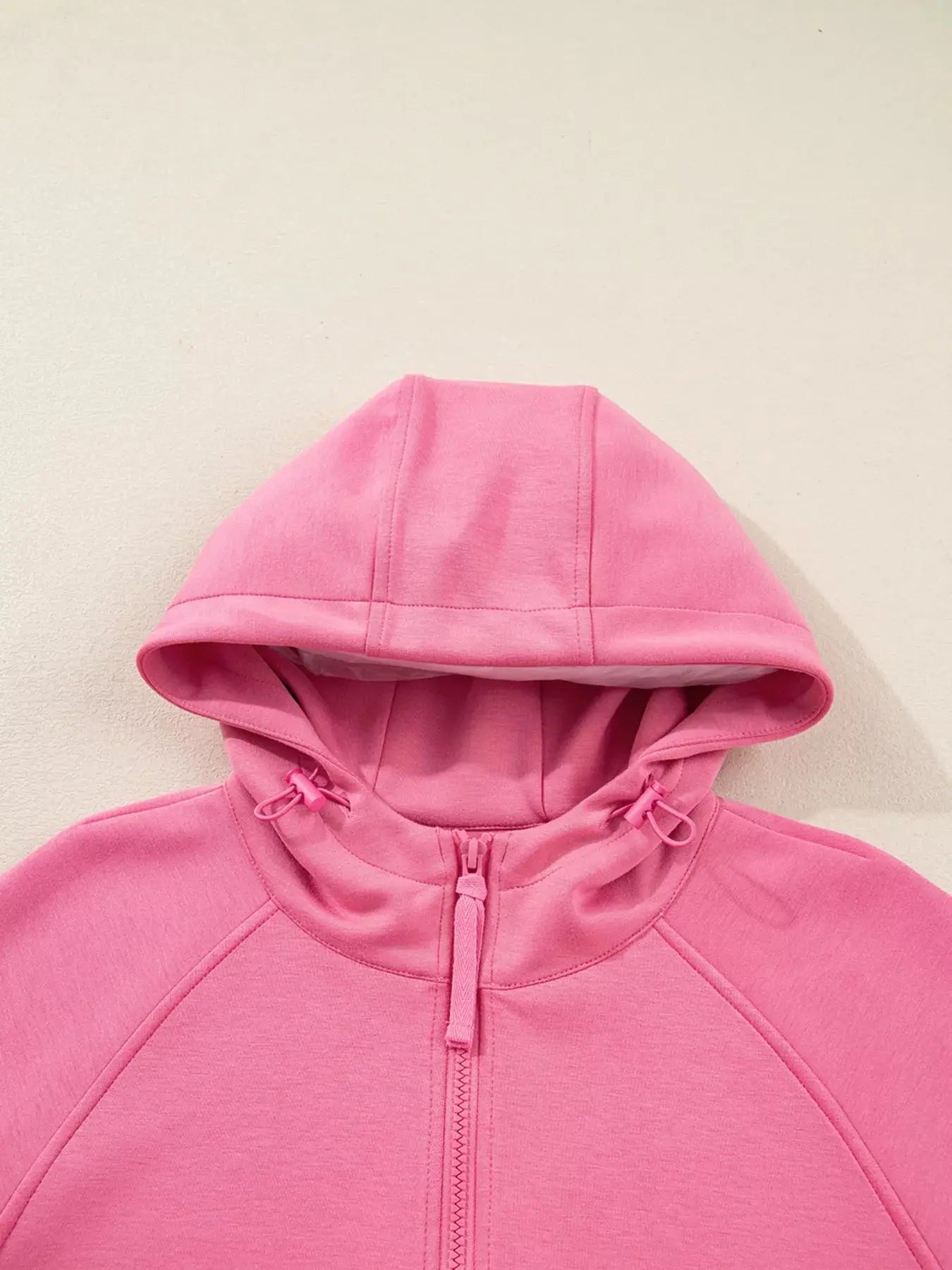 Solid Color Zip Up Hoodie Drawstring Loose Pants Set - Charmdeals