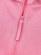 Solid Color Zip Up Hoodie Drawstring Loose Pants Set - Charmdeals
