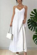 Spaghetti Strap V - Neck Maxi Dress - Charmdeals