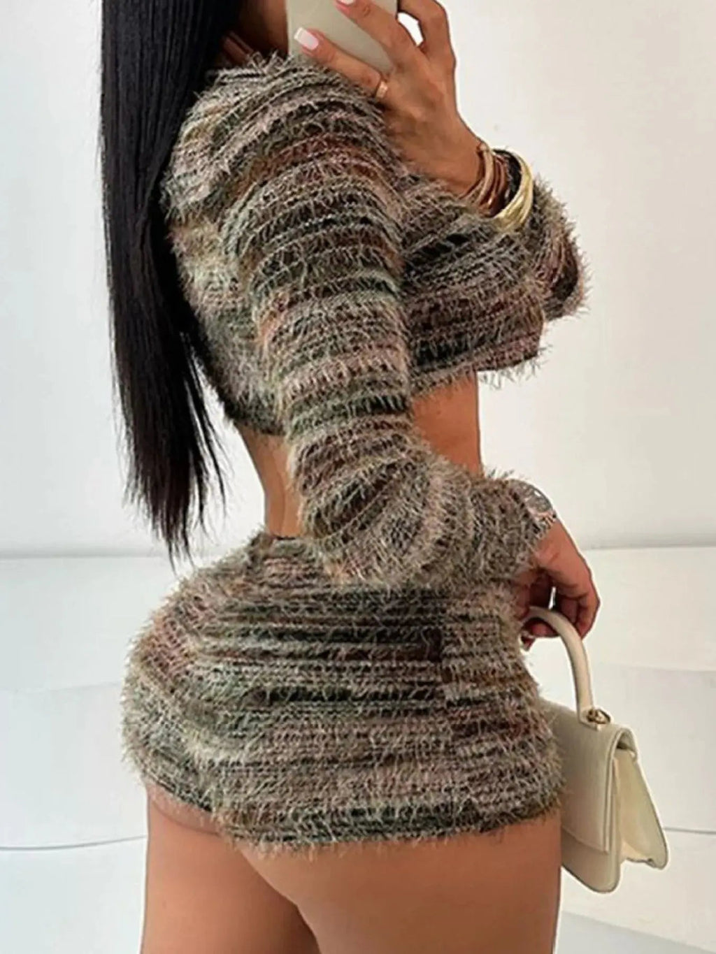 Square Neck Crop Top and Shorts Sweater Set - Charmdeals