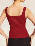 Square Neck Tank and Pleated Slit Skirt Set - Charmdeals