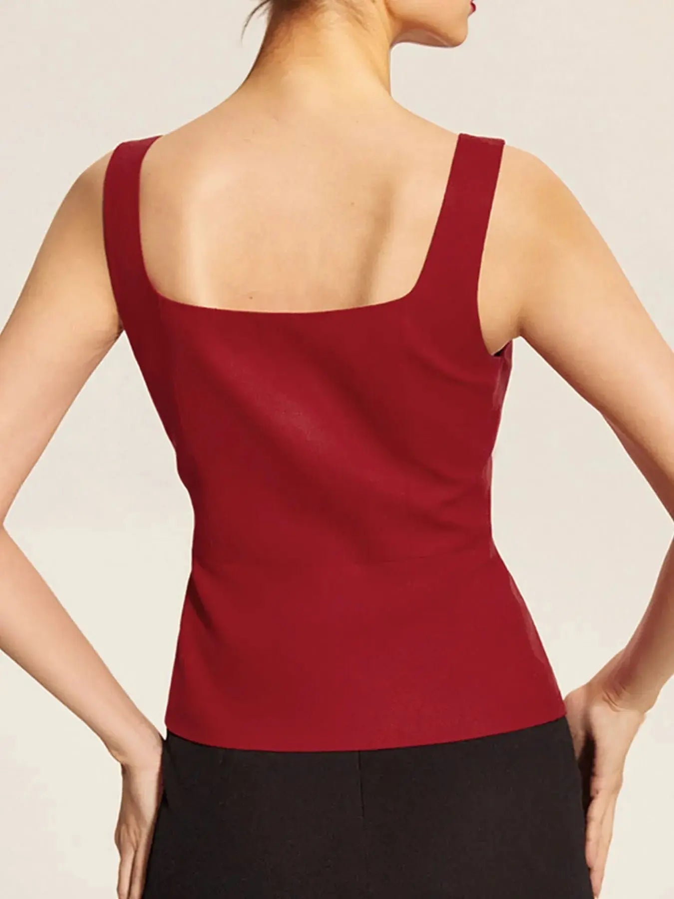 Square Neck Tank and Pleated Slit Skirt Set - Charmdeals