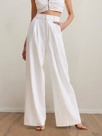 Strapless Peplum Top and Wide Leg Pants Set - Charmdeals