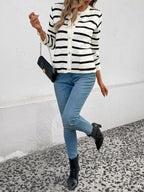 Striped Button - Front Cardigan - Charmdeals