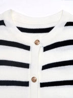 Striped Button - Front Cardigan - Charmdeals
