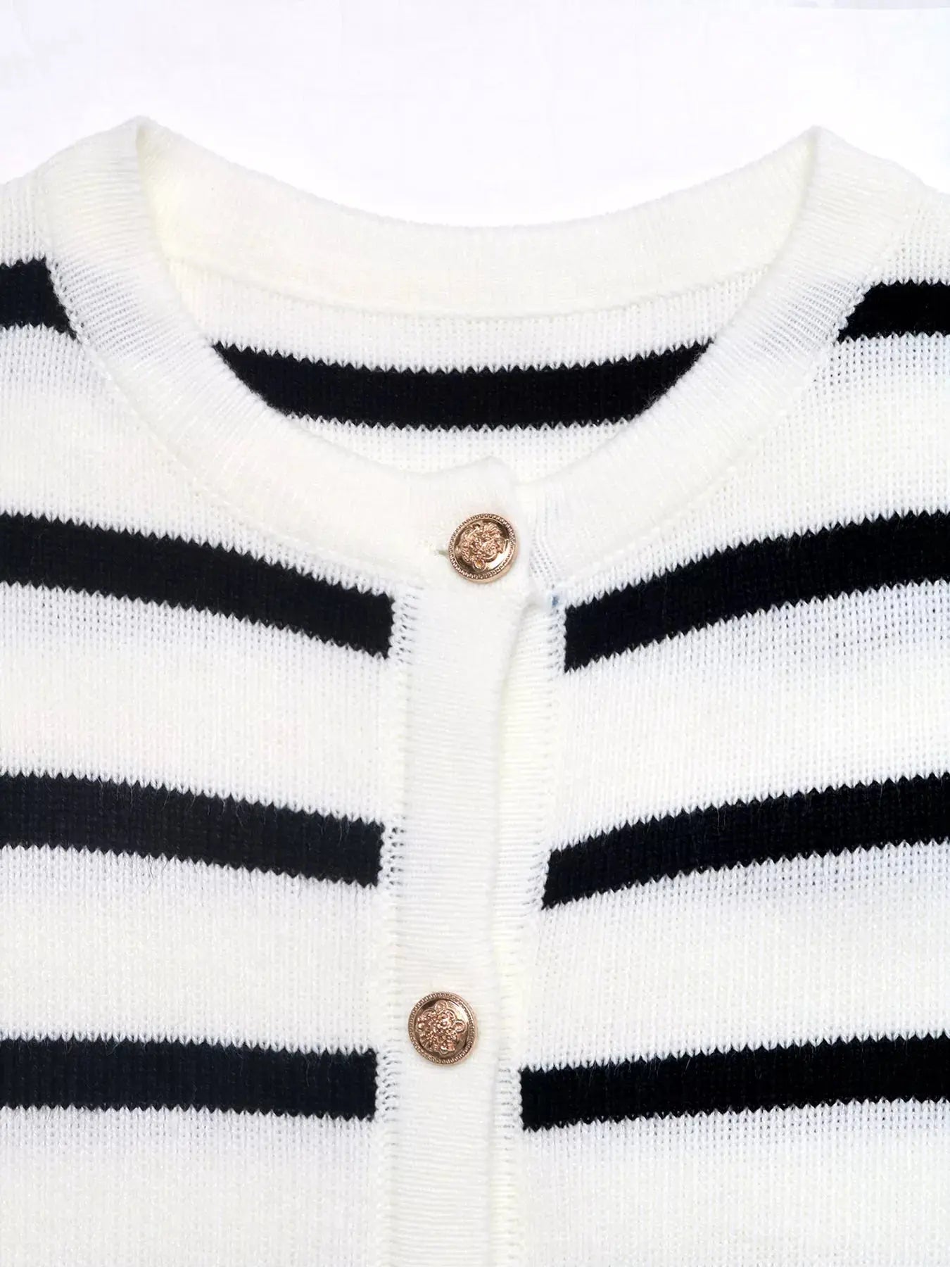 Striped Button - Front Cardigan - Charmdeals