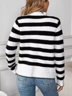 Striped Button - Up Long Sleeve Cardigan - Charmdeals