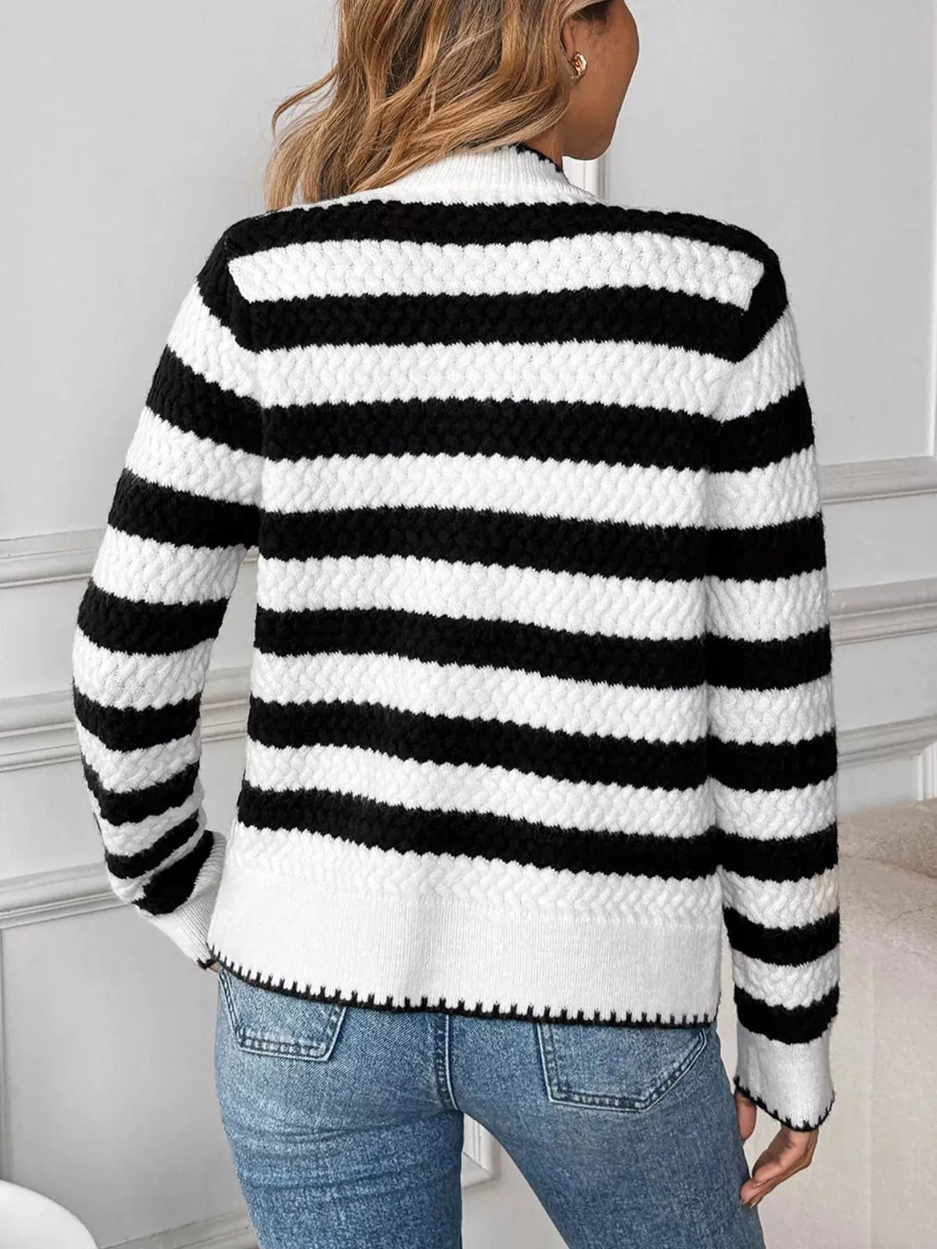 Striped Button - Up Long Sleeve Cardigan - Charmdeals