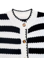 Striped Button - Up Long Sleeve Cardigan - Charmdeals