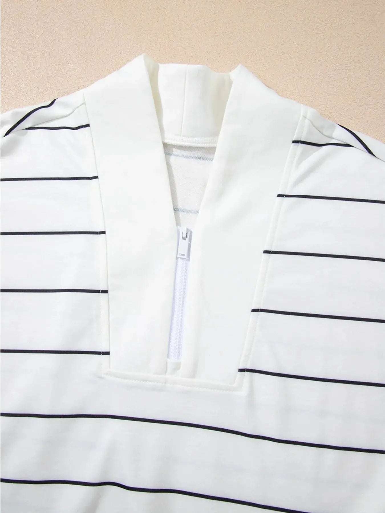 Striped Quarter Zip Sweatshirt with Relaxed Fit - Charmdeals
