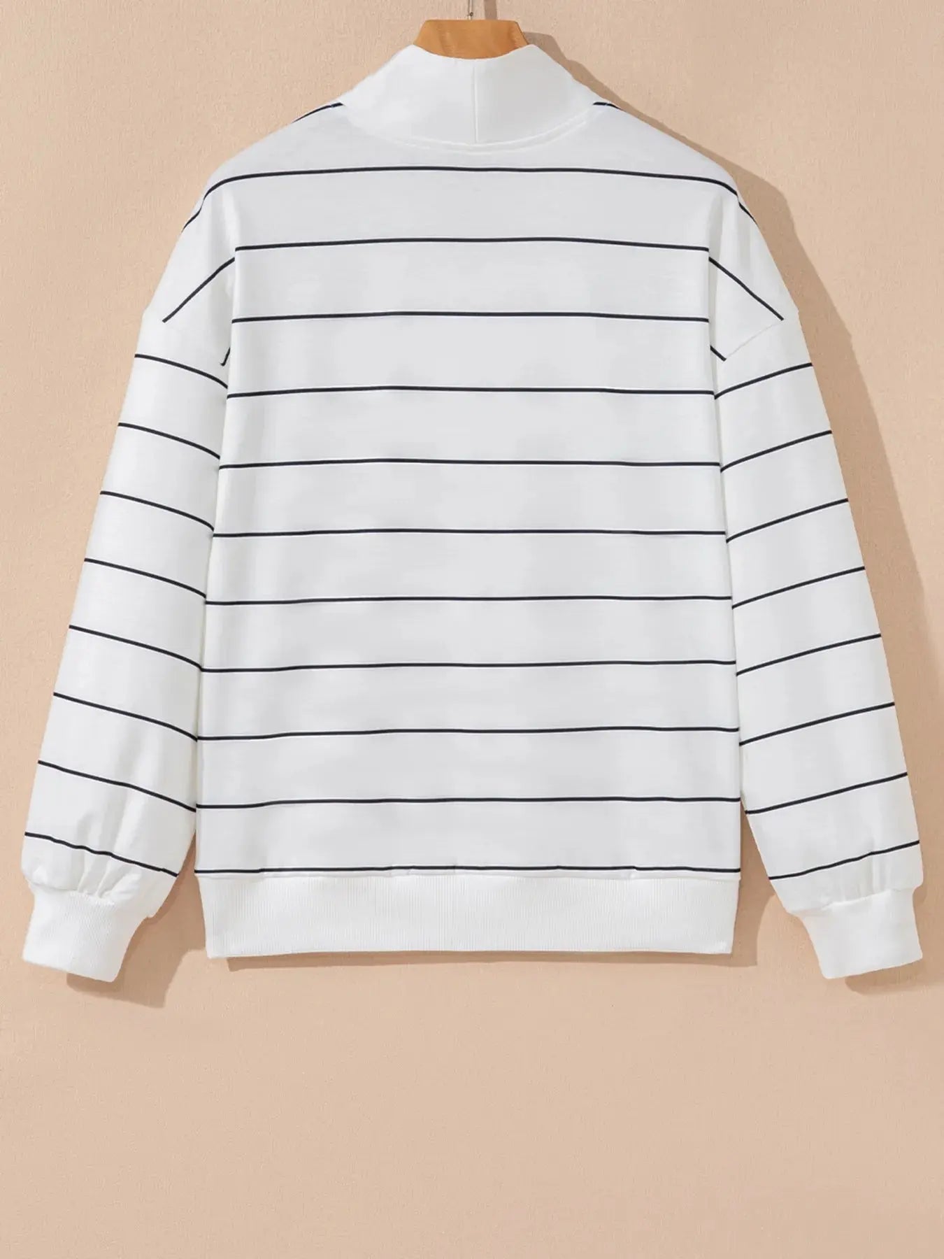 Striped Quarter Zip Sweatshirt with Relaxed Fit - Charmdeals